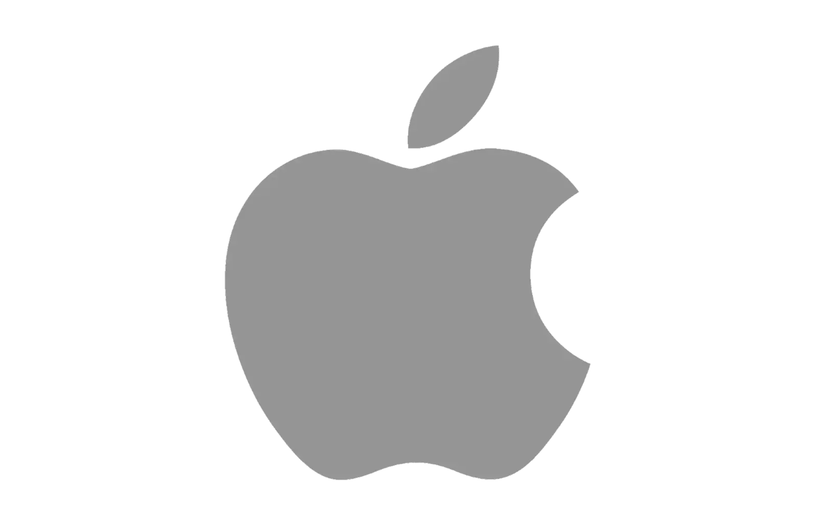Logotipo de Apple en color gris sobre fondo negro, ideal para representar productos tecnológicos Apple en Pereira, Colombia.